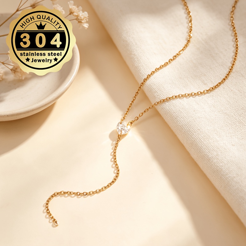 Women's Y-Shaped Necklace with Heart Pendant, Elegant Gift